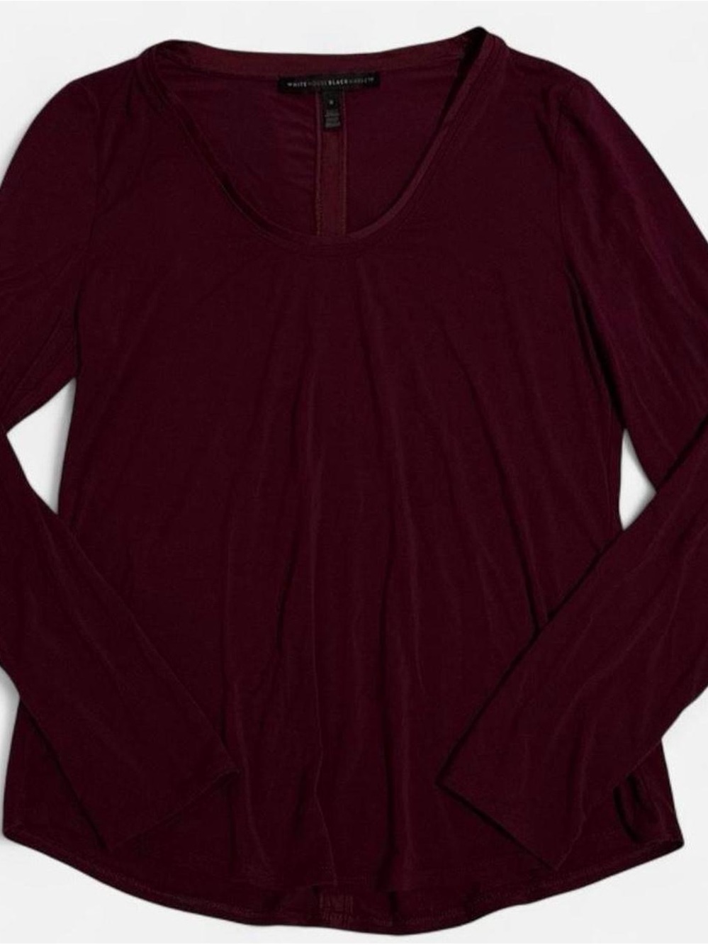 White House Black Market Long-Sleeve Scoop Neck Top - Burgundy